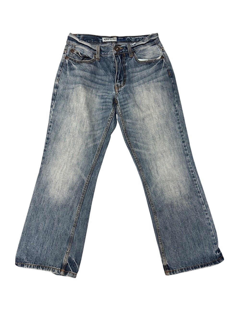 Aeropostale Benton Bootcut Jeans Womens 28 Blue Medium Wash Denim Distressed